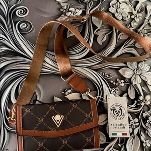 Valentino Orlandi Elegant Brown Crossbody Bag